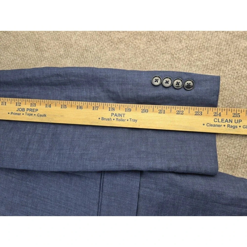 Haspel Sport Coat Men Sz 38 Short  100% Linen Navy Blue Semi Lined Jacket Summer